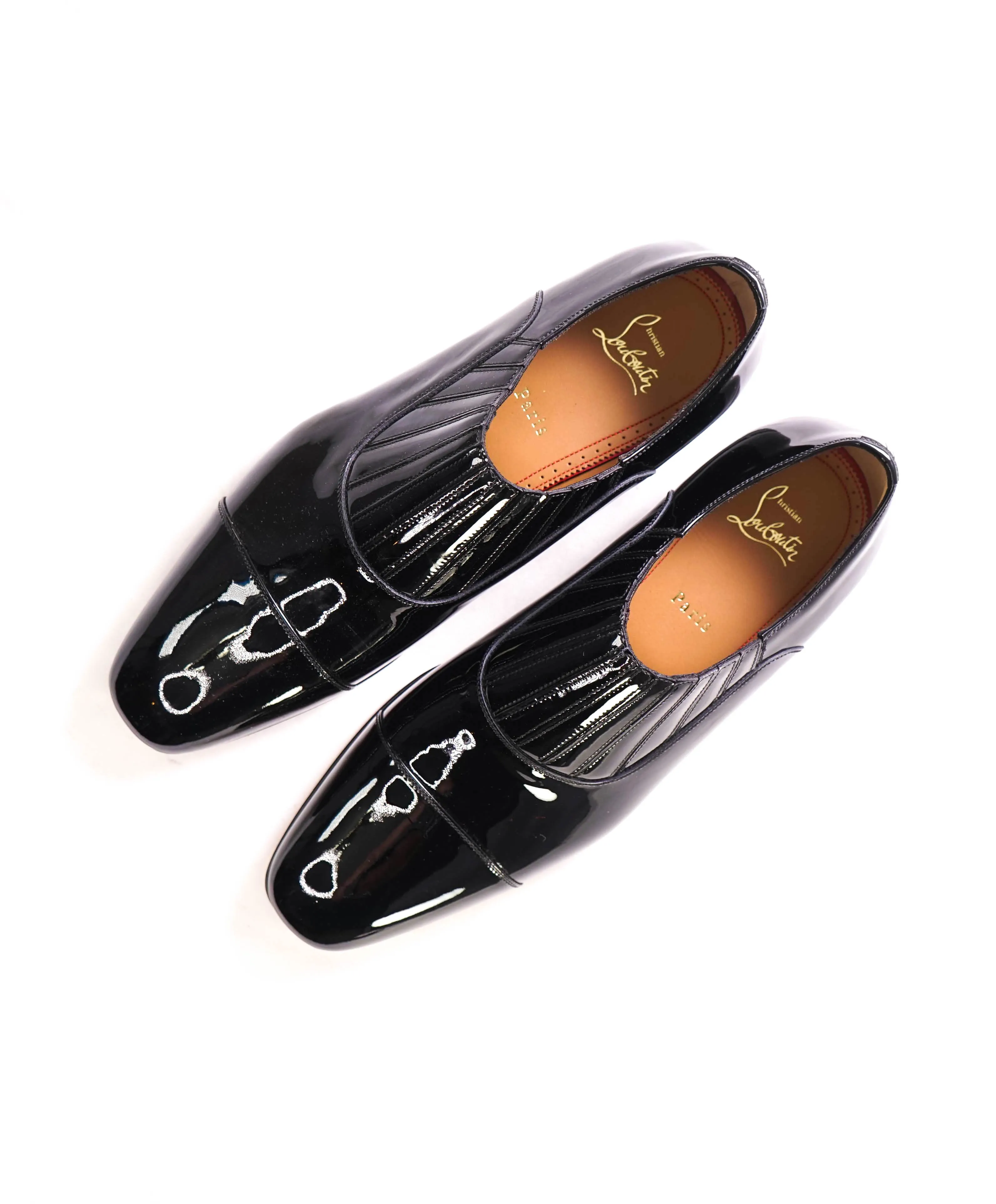 $1,050 CHRISTIAN LOUBOUTIN - *GREG ON* Black Patent Leather Loafers - 10.5 US (43.5 EU)