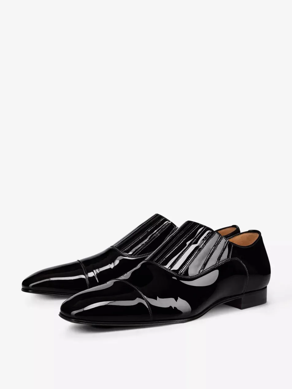 $1,050 CHRISTIAN LOUBOUTIN - *GREG ON* Black Patent Leather Loafers - 8 US (41 EU)