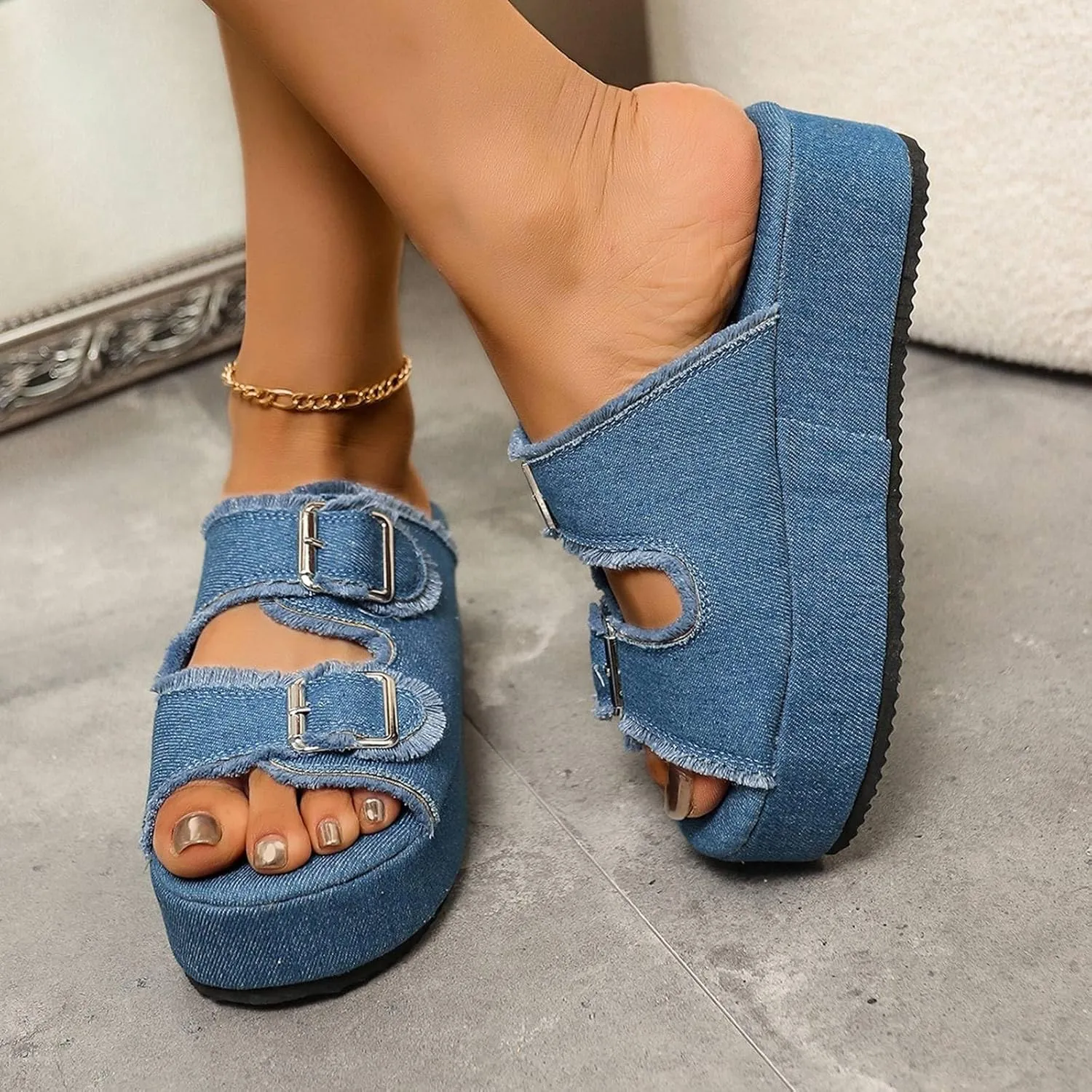 Arch Support Sandals Women's Casual Fashion Solid Color Summer Flats Shoes Open Toe Wide Width Orthotic Comfy Slipper