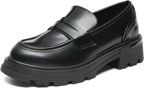 Bernal Women Chunky Platform Loafers Comfy Slip-On Penny Loafers Dressy Shoes Work School Party with Buckle