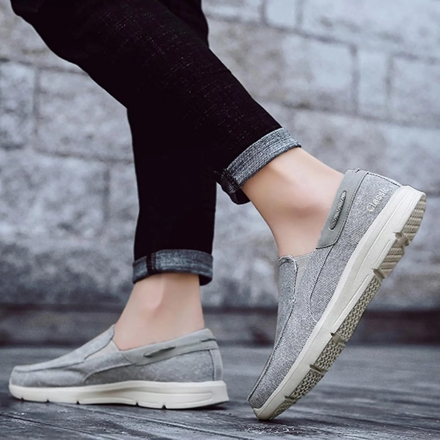 Canvas Men's Loafers & Slip-Ons,Casual Comfy Lightweight Mens Boat Shoes,Casual Breathable Mesh Deck Shoes Mens,All Weather Rubber Soles