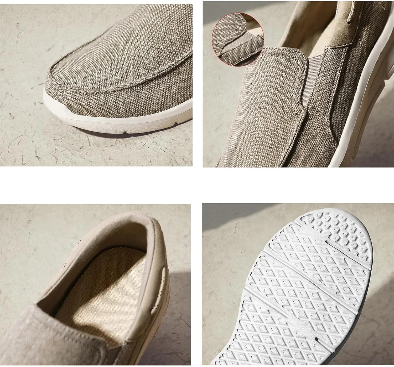 Canvas Men's Loafers & Slip-Ons,Casual Comfy Lightweight Mens Boat Shoes,Casual Breathable Mesh Deck Shoes Mens,All Weather Rubber Soles