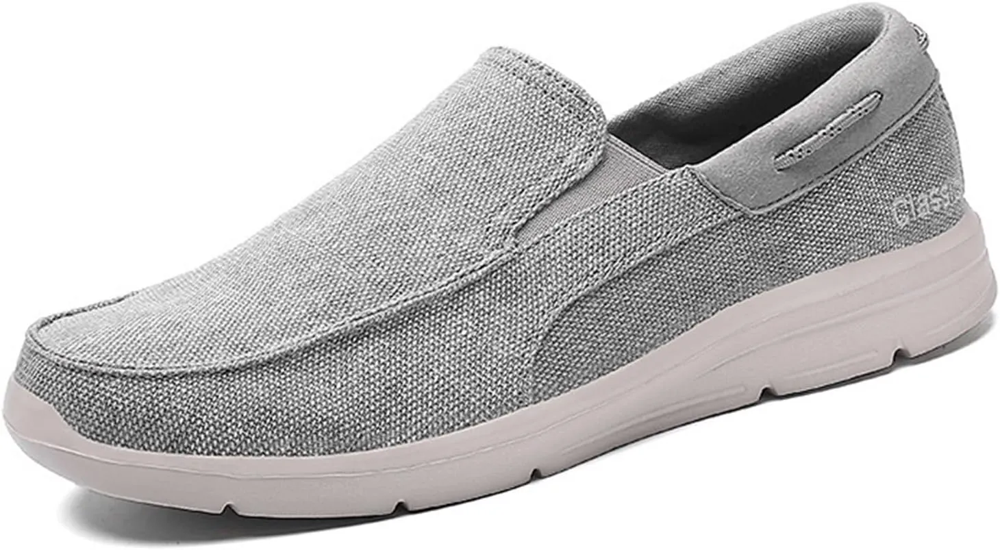 Canvas Men's Loafers & Slip-Ons,Casual Comfy Lightweight Mens Boat Shoes,Casual Breathable Mesh Deck Shoes Mens,All Weather Rubber Soles