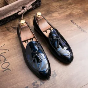 Classic Patent Leather Tassel Slip-On Men's Loafers Dress Shoes