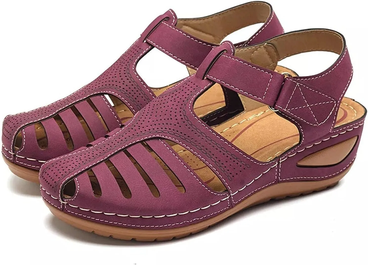 Closed Toe Sandals Women Womens Summer Sandals Casual Bohemia Gladiator Closed Toe Wedge Shoes Comfort Ankle Strap Slip On Platform Sandals