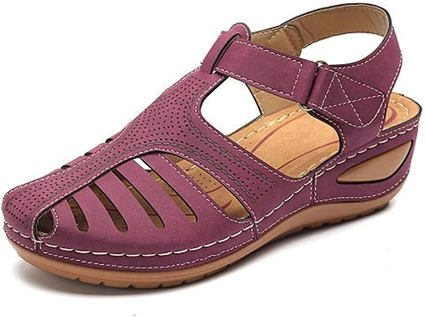 Closed Toe Sandals Women Womens Summer Sandals Casual Bohemia Gladiator Closed Toe Wedge Shoes Comfort Ankle Strap Slip On Platform Sandals