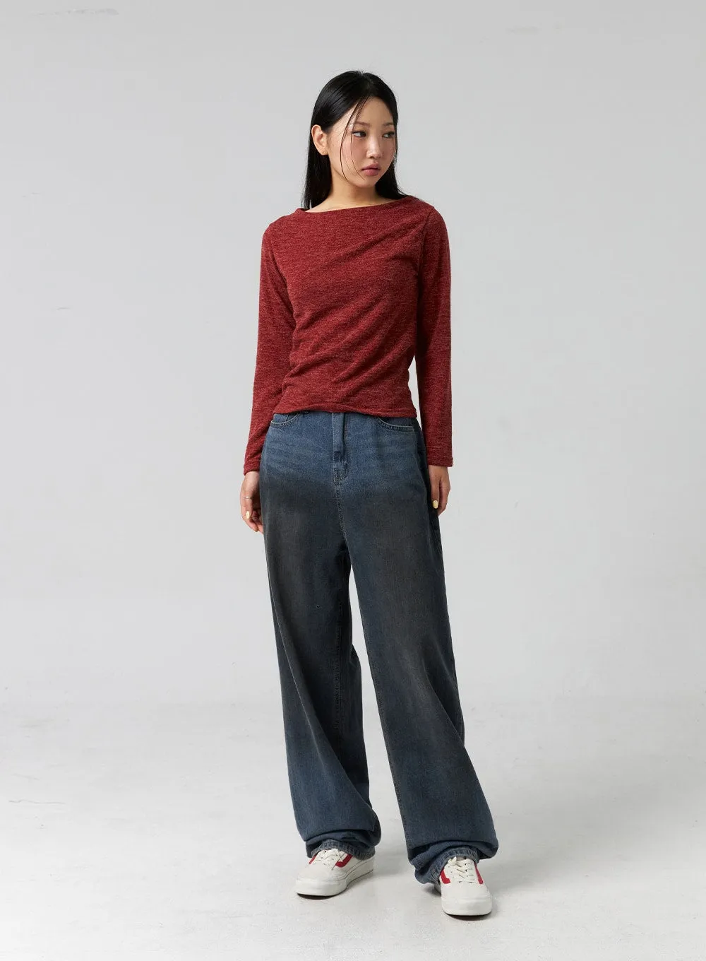 Comfy Wide-Leg Washed Jeans CG325