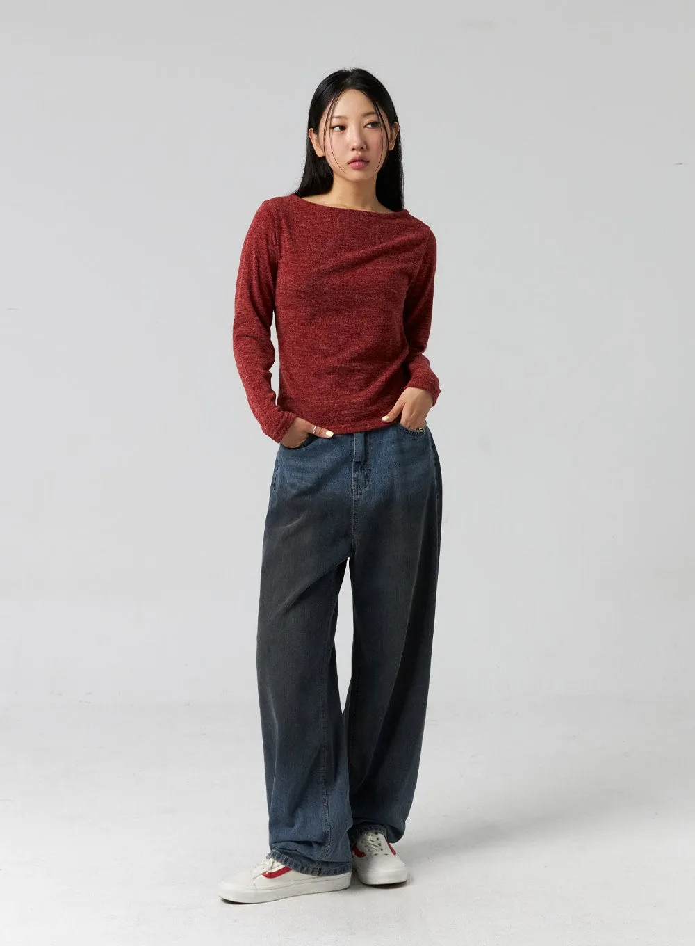 Comfy Wide-Leg Washed Jeans CG325