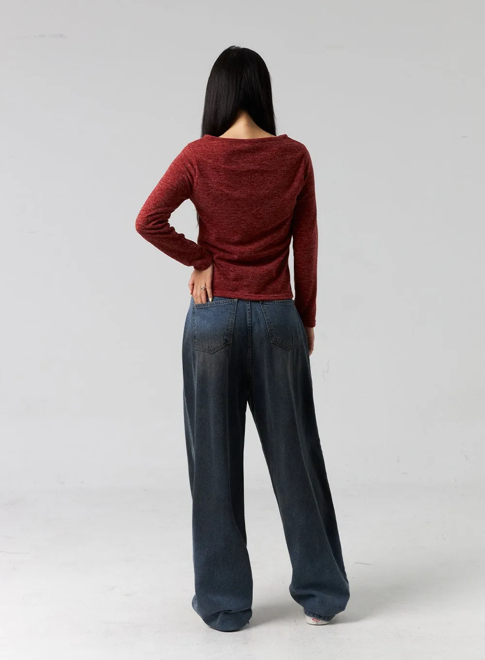 Comfy Wide-Leg Washed Jeans CG325