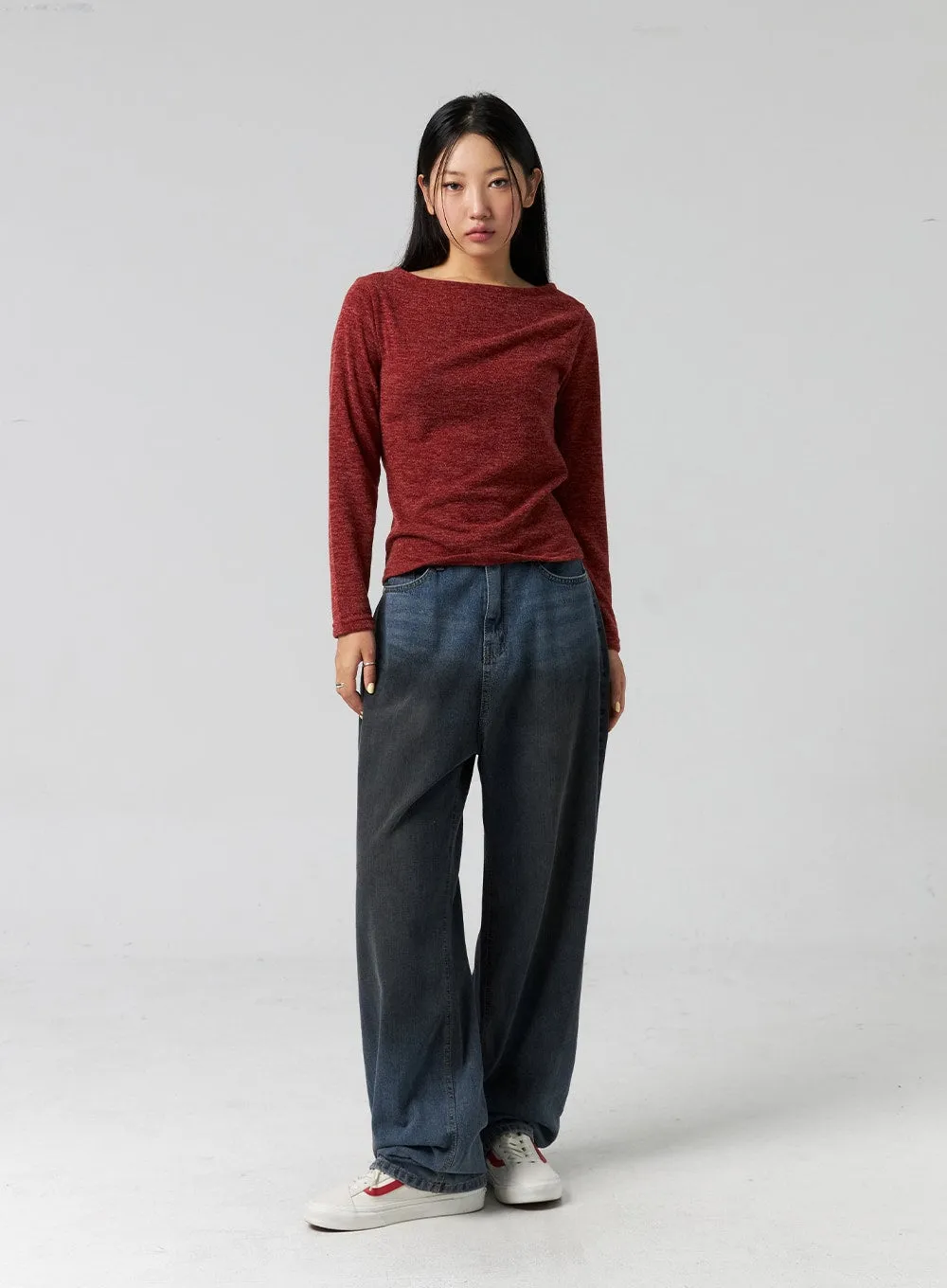 Comfy Wide-Leg Washed Jeans CG325