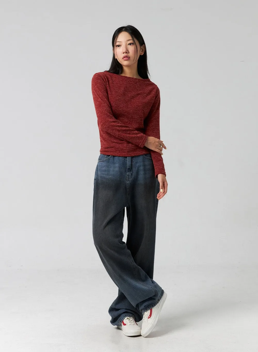 Comfy Wide-Leg Washed Jeans CG325