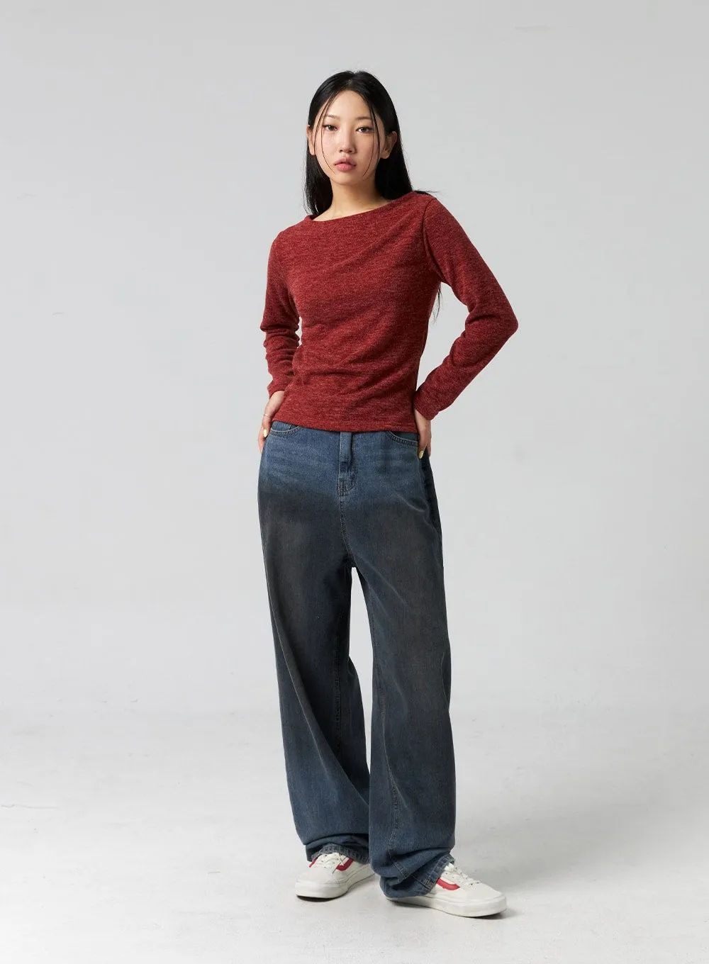 Comfy Wide-Leg Washed Jeans CG325