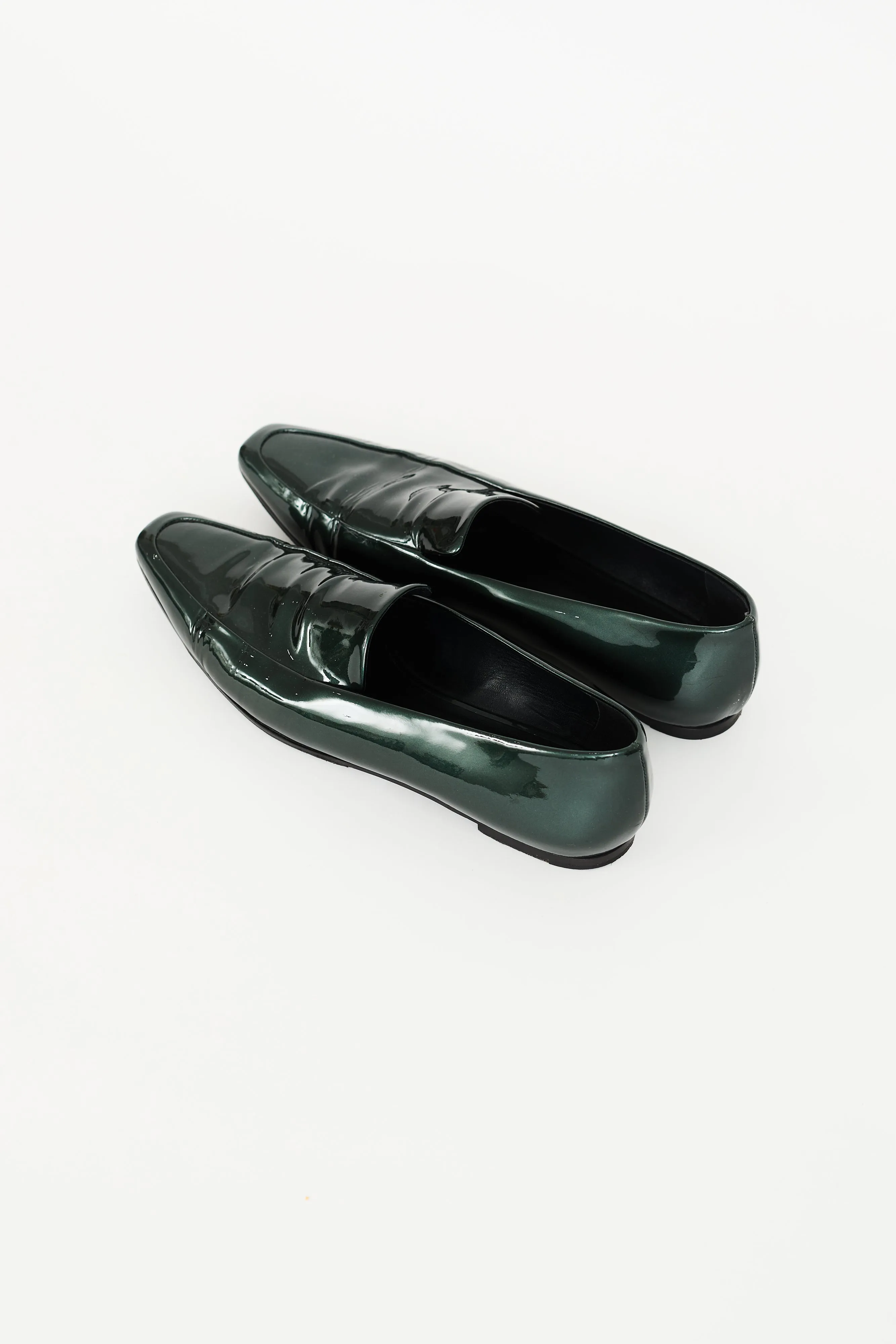 Dark Green Patent Minimal Loafer