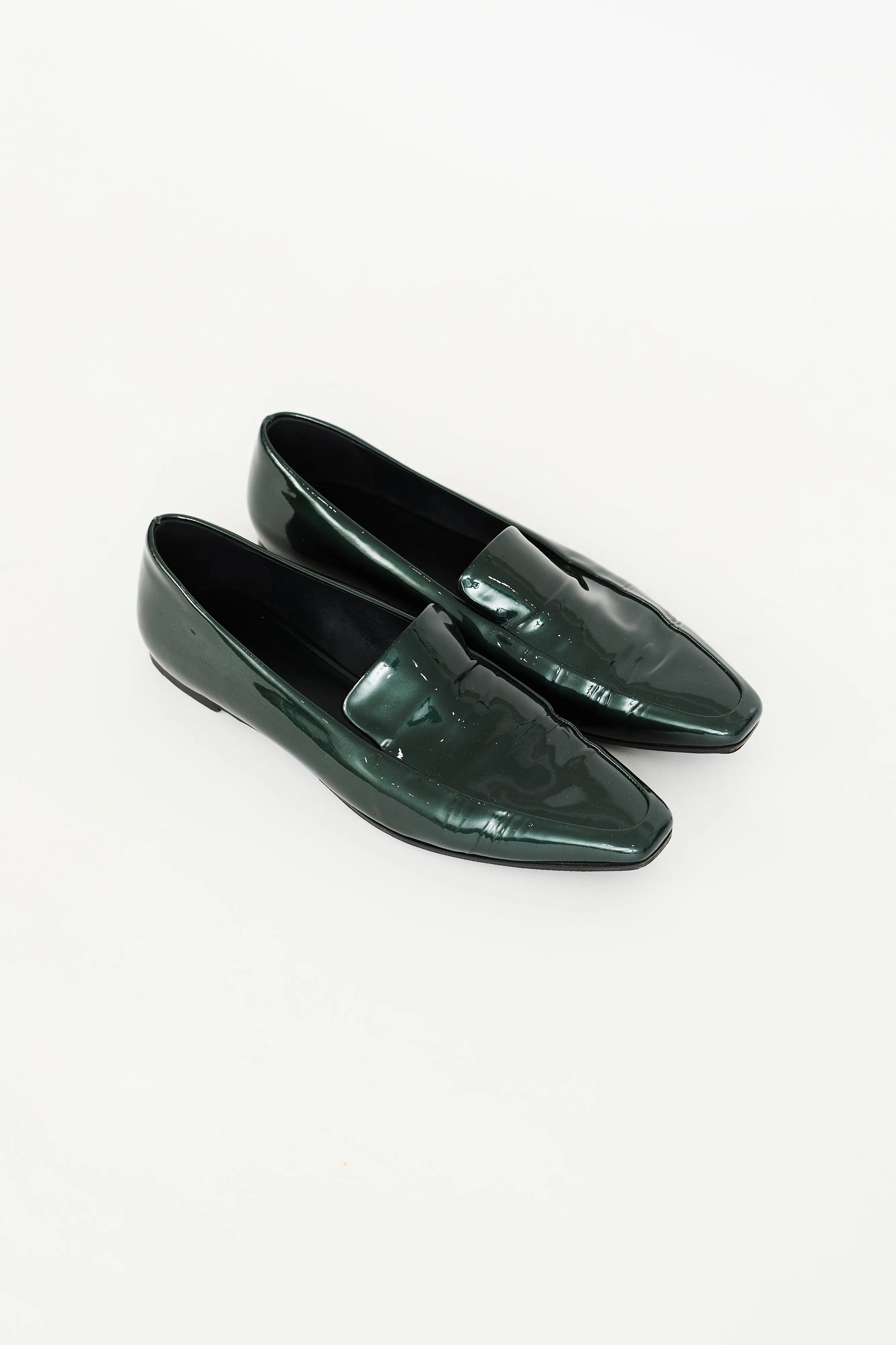 Dark Green Patent Minimal Loafer