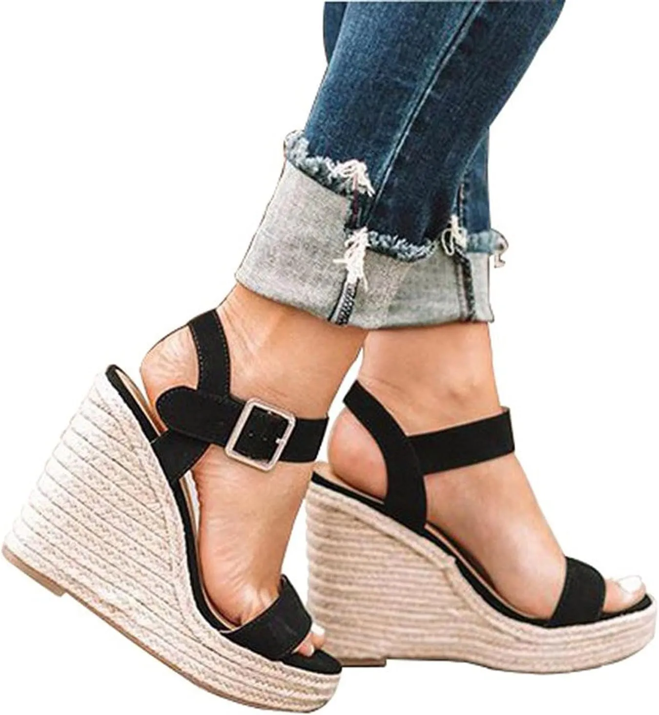 Dressy Platform Sandals Women Comfortable,Summer Open Toe Ankle Strap Espadrilles Wedges For Women 2025 Cute Orthopedic Strappy Sandals Casual Boho Beach Cork Heels Wedding Bridal Ladies Wedges