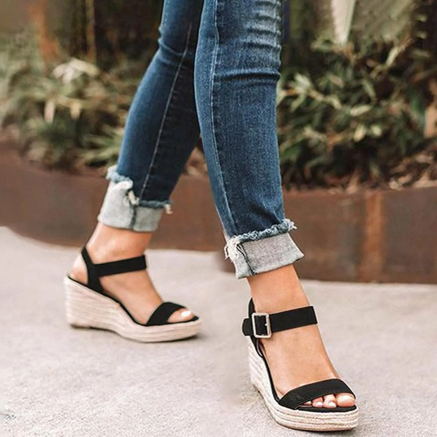 Dressy Platform Sandals Women Comfortable,Summer Open Toe Ankle Strap Espadrilles Wedges For Women 2025 Cute Orthopedic Strappy Sandals Casual Boho Beach Cork Heels Wedding Bridal Ladies Wedges