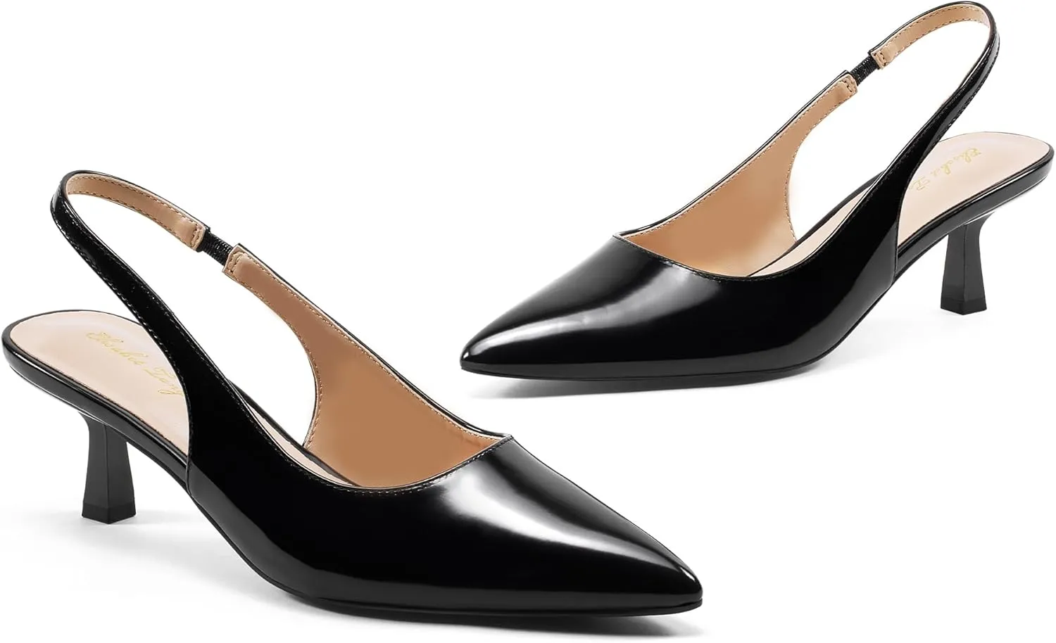 Elisabet Tang Women's Slingback Kitten Heel,Sexy Pointed Closed Toe Stilettos Pumps Slingback Heels for Women Slip on Elastic Strap Wedding Party Dress Sandals Shoes