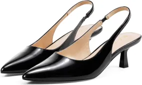 Elisabet Tang Women's Slingback Kitten Heel,Sexy Pointed Closed Toe Stilettos Pumps Slingback Heels for Women Slip on Elastic Strap Wedding Party Dress Sandals Shoes