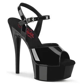 EXCITE-609 Black Patent 6 Inch Comfort Width Pole Dancing Shoes