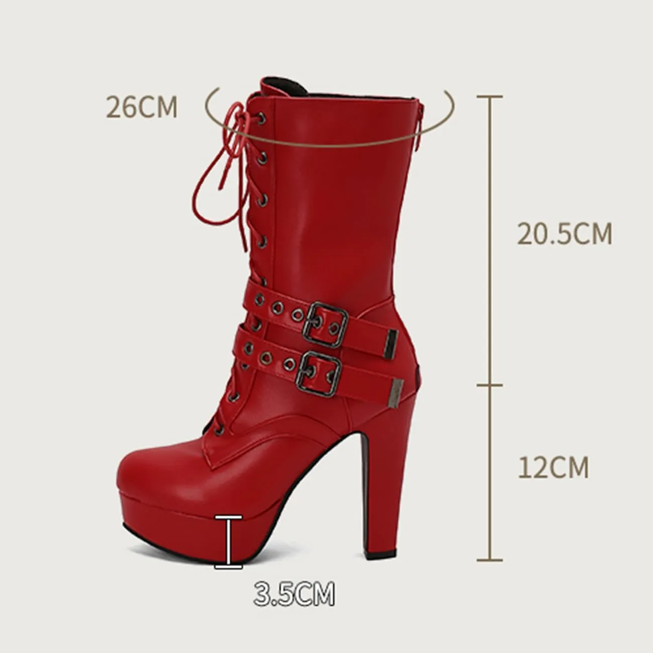 Fashion Womens Chunky High Heels Ankle Boots Lace up Platform Heels Booties