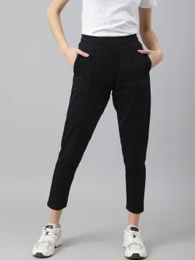 Fitkin Women Black Straight Fit Fleece Pants