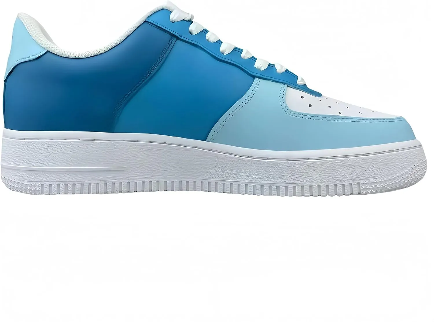 Hand-Painted Sneakers, Fashion Platform Shoes, Blue Floral Pattern, Casual Comfort Walking Shoes