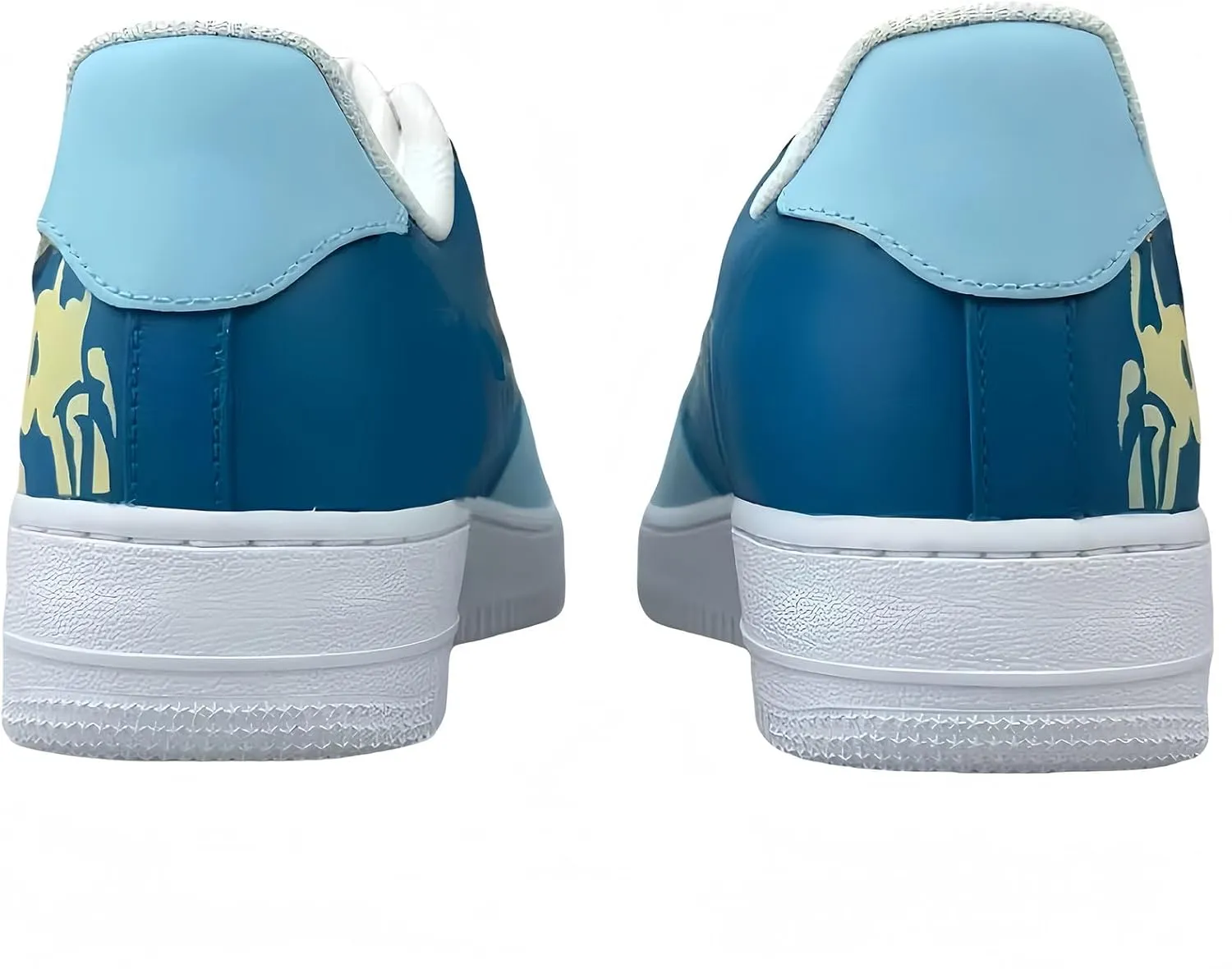 Hand-Painted Sneakers, Fashion Platform Shoes, Blue Floral Pattern, Casual Comfort Walking Shoes