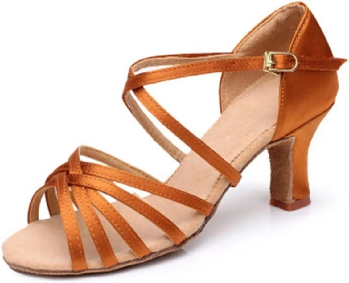 high Heels for Women High Heels Latin Dance Shoes for Women and Girls, High-Heeled Tango Dance Shoes, Soft Dance Shoes, Ballroom Dance Sandals(Brass,Size 41-25.5cm) Womens Heels