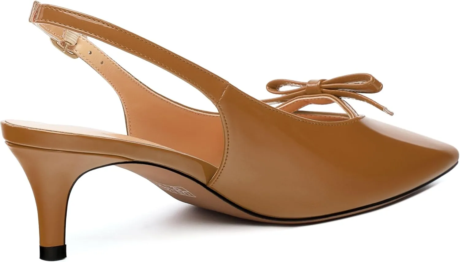 Kitten Heels for Women with Bow, Womens Slingback Low Heels, Closed Pointed Toe Patent Pumps Shoes for Dress Work Office Casual 2 Inch