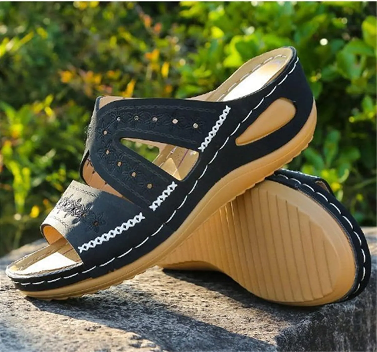 Lausiuoe Orthotic Sandals Women Plantar Fasciitis Arch Support Fashion Slides Athletic Slip On Orthopedic Slippers Flip Flops