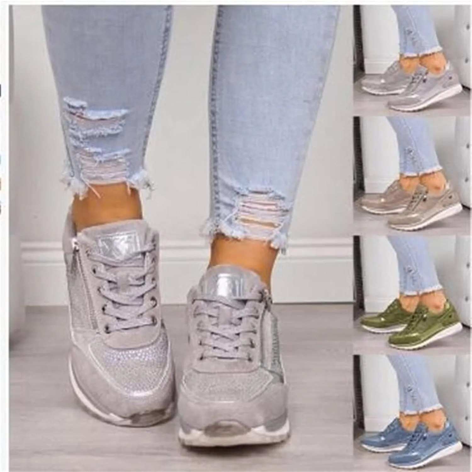 Lausiuoe Sneakers For Women Slip On Arch Support Casual Walking Shoes Fashion Lightweight Comfort Non-Slip Running Shoes