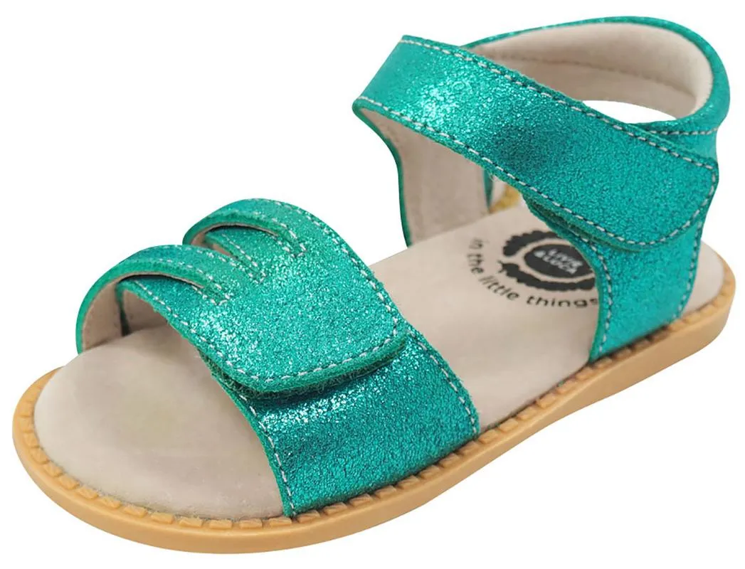 Livie & Luca Girl's Athena Aqua Shimmer Leather Sandals