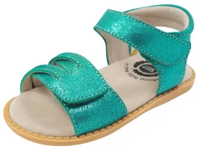 Livie & Luca Girl's Athena Aqua Shimmer Leather Sandals