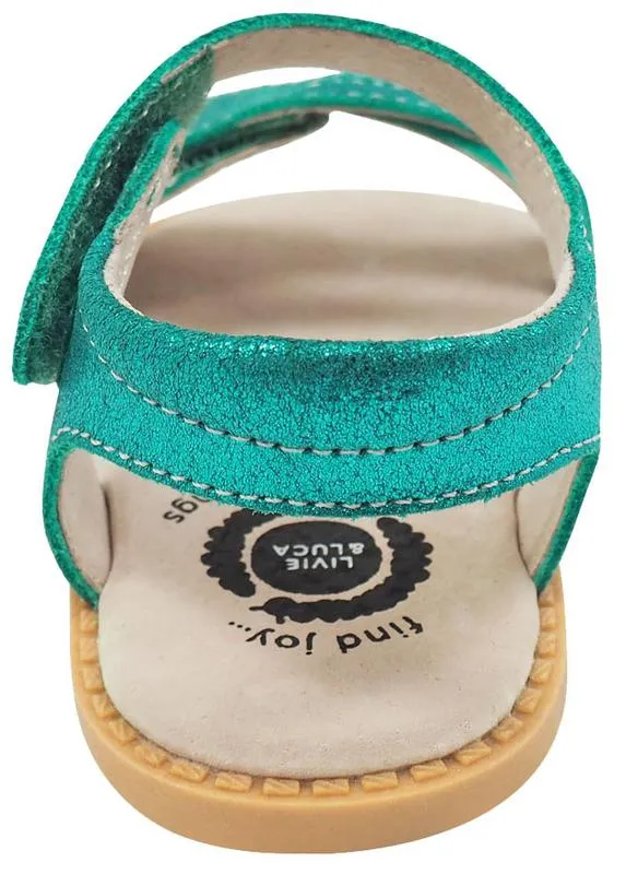 Livie & Luca Girl's Athena Aqua Shimmer Leather Sandals