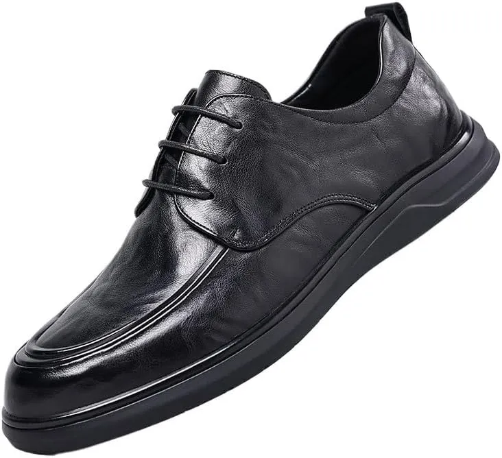 Mens Oxfords Shoes Fashion Casual Derby Shoe Men Genuine Leather Platform Lace-Up Dress Shoes