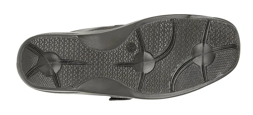 Mod Comfy Wide fitting Ladies Velcro strap Shoes Black Stretchy L042A