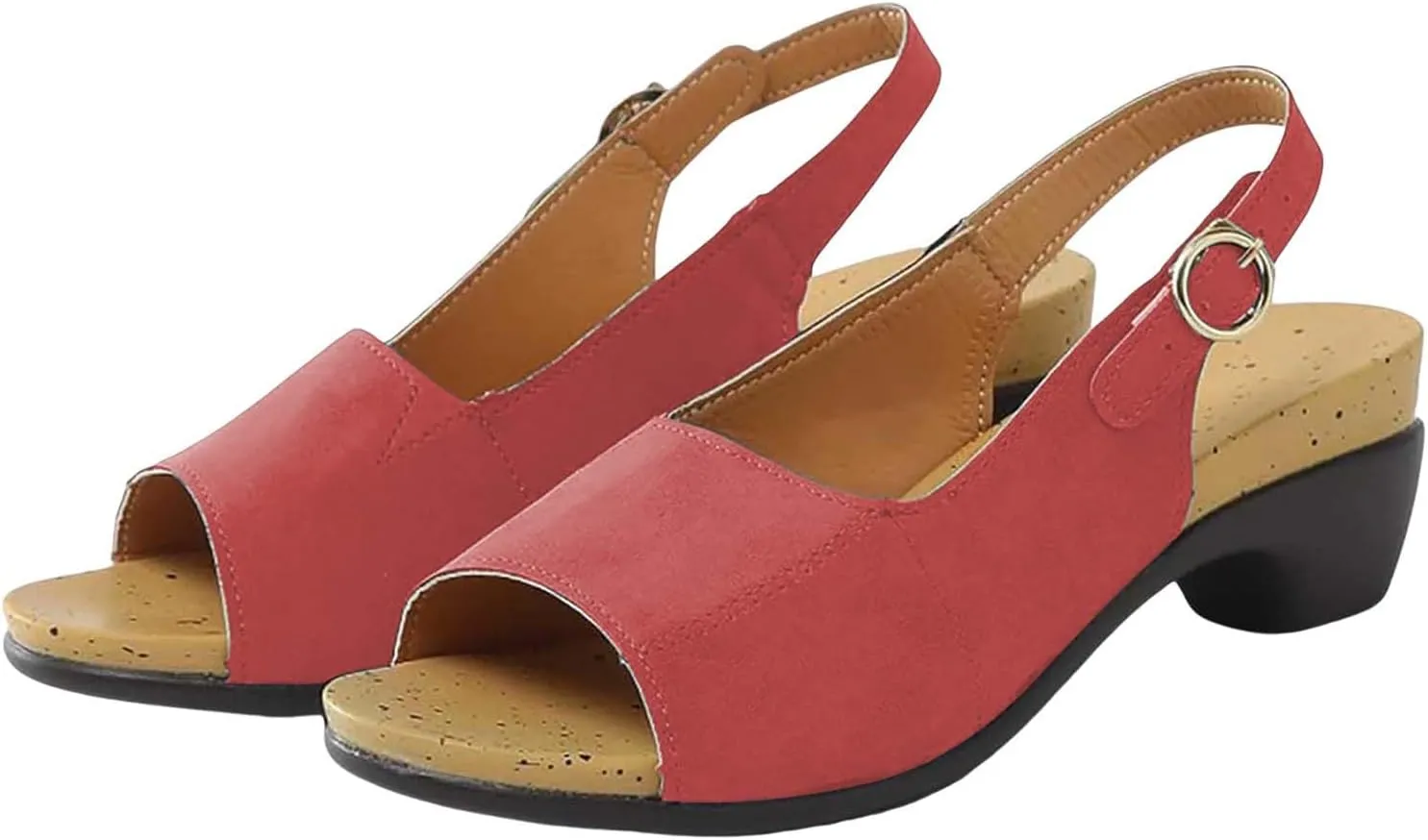 Open Toe Heeled Sandals for Women Chunky Block Heel Strappy Ankle Strap Wedding Party Shoes