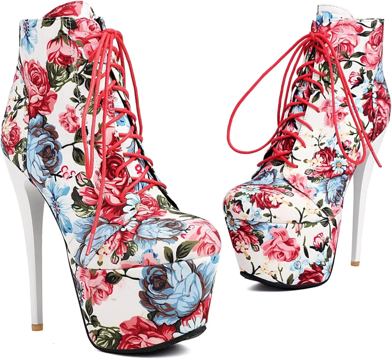 Roimaash Women's Ankle-High Boots Platform Booties Ankle High Stiletto Heels