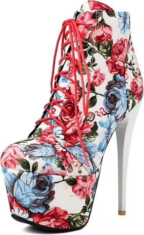 Roimaash Women's Ankle-High Boots Platform Booties Ankle High Stiletto Heels
