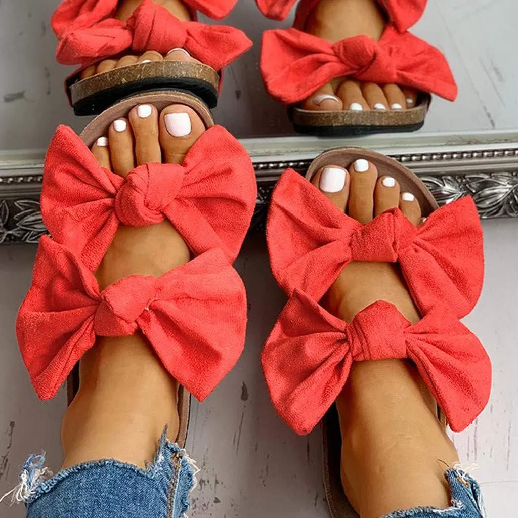 Sandals for Women Flat,Women's 2020 Fashion Bow Comfy Platform Sandal Shoes Summer Beach Travel Fashion Slipper Flip Flops
