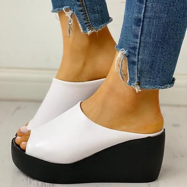 Sohiwoo  Womens Platform Peep Toe Wedge Sandals Casual Comfy Summer Wedges Slippers