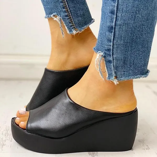 Sohiwoo  Womens Platform Peep Toe Wedge Sandals Casual Comfy Summer Wedges Slippers
