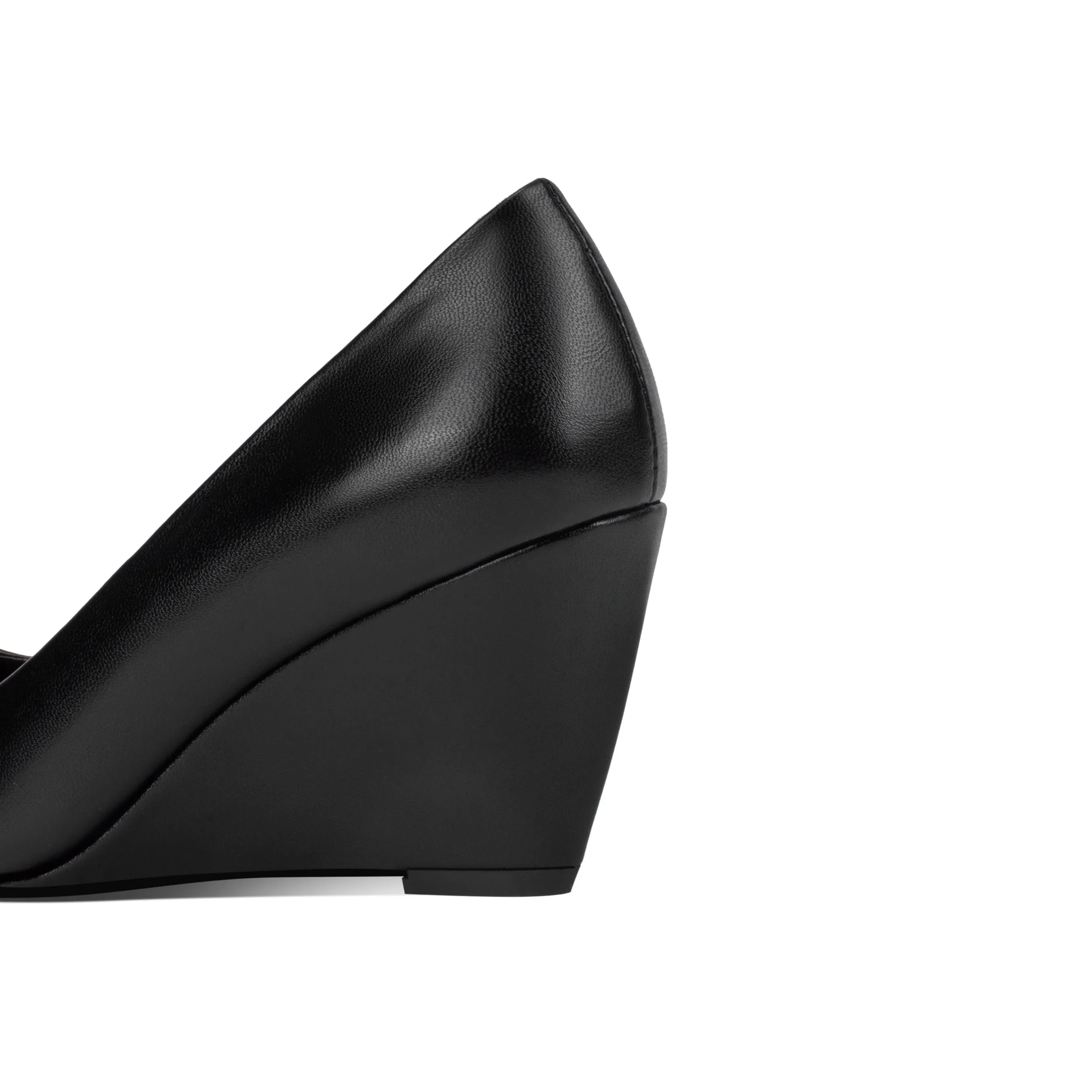 TinaCus Genuine Leather Women's Handmade Pointed Toe Comfortable Wedge Heel Slip On Pump Shoes