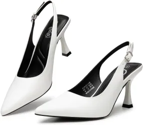 Trary Slingback Heels for Women - Pointed Toe Pumps, Comfortable & Stylish for Parties & Work - 3.2inch High Heels, Rhinestone & Glitter Dressy Shoes