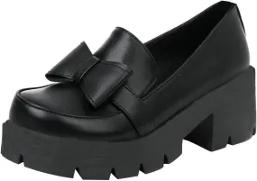 Trendenzy Womens Round Toe Platform Loafer Shoes Chunky Slip On Pumps Goth