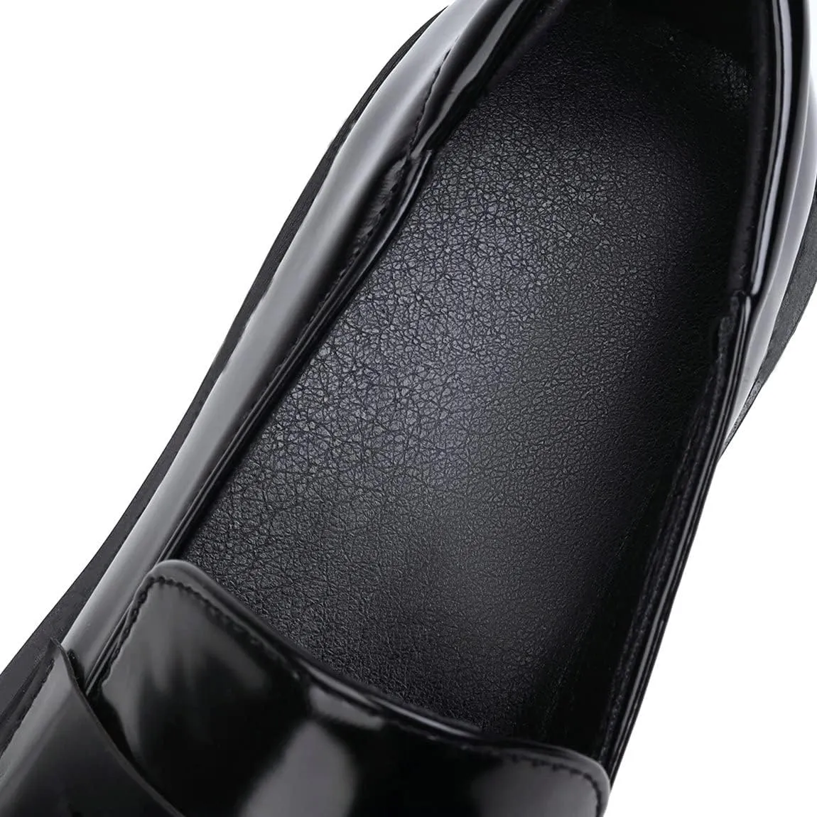 Trendenzy Womens Round Toe Platform Loafer Shoes Chunky Slip On Pumps Goth