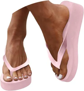 Wedge Flip Flops for Women Beach Shoes Ladies Heighten Wedges Platform Bohemian Slippers Clip Toe Sandals, 9