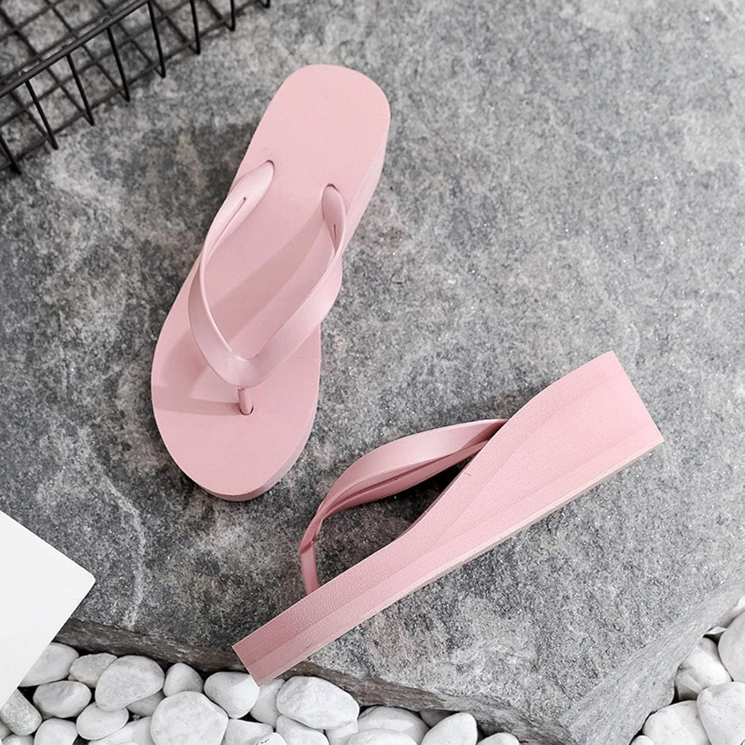 Wedge Flip Flops for Women Beach Shoes Ladies Heighten Wedges Platform Bohemian Slippers Clip Toe Sandals, 9