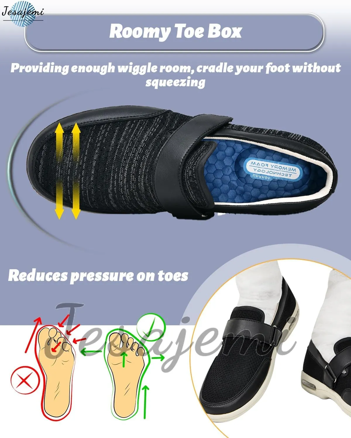 Wide Fitting Mens Shoes Outdoor Trainers Men Comfortable Loafers Men's Orthopedic Slip-On Loafers Comfortable Supportive Casual Shoes for Plantar Fasciitis