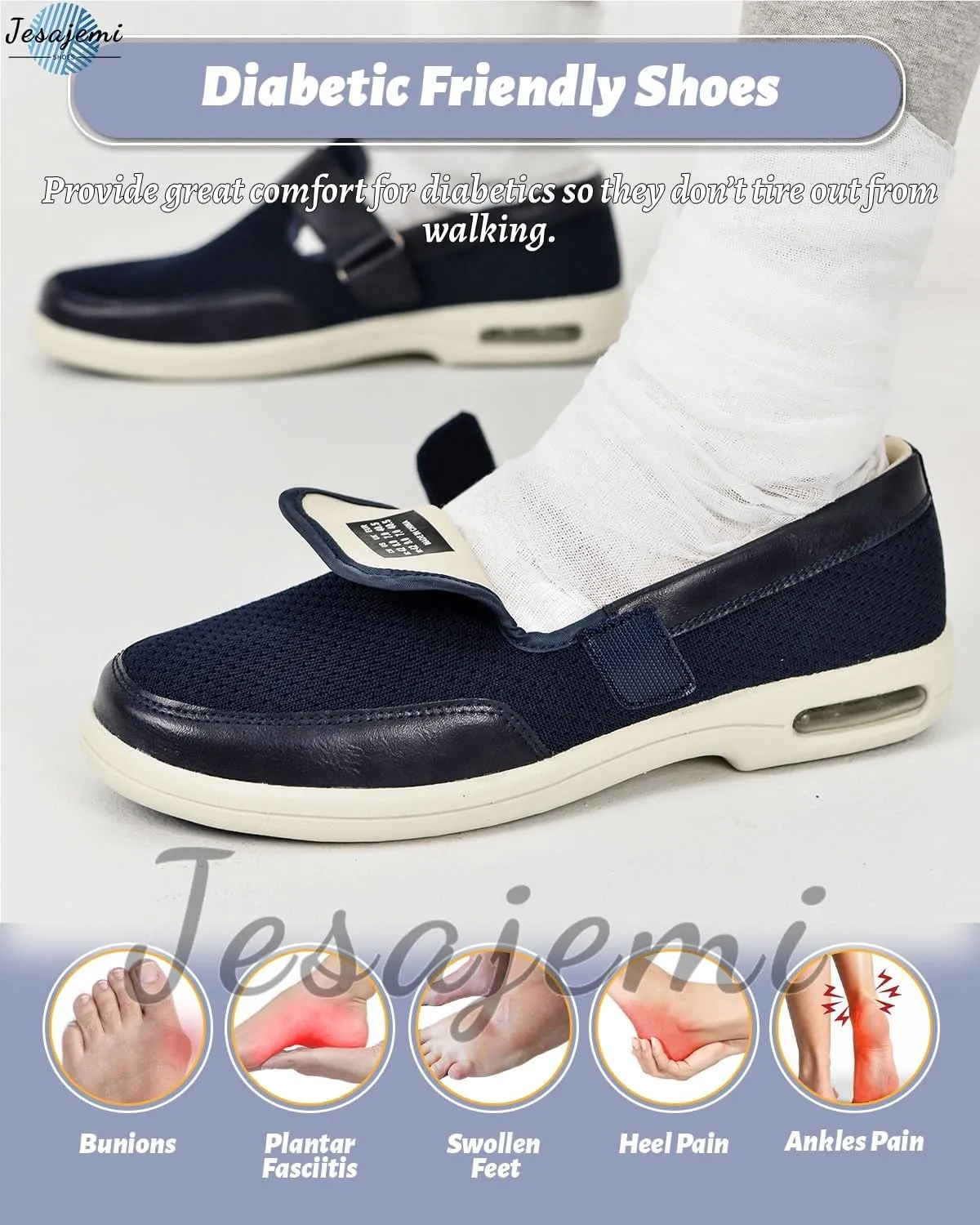 Wide Fitting Mens Shoes Outdoor Trainers Men Comfortable Loafers Men's Orthopedic Slip-On Loafers Comfortable Supportive Casual Shoes for Plantar Fasciitis